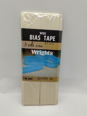 Wrights Wide Bias Tape 3 yds 116 202 - Oyster 28 - Vintage Sewing